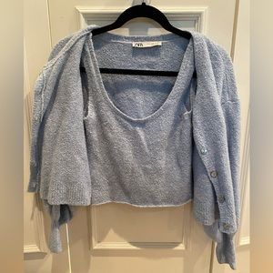 Zara light blue cardigan and tank